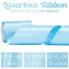 Blue Satin Ribbon Lux Double Faced Satin Ribbon 3 Inch Wide Light Blue Ribbon   