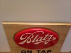  vtg  1940s Blatz Beer Red Oval Back Bar Wooden Sign Milwaukee 