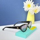 Chanel 71670a Cat Eye Sunglasses Black Frame Gray Lens Gold Cc Logo
