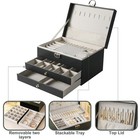 3 Layers Jewelry Box Organizer Large Capacity Ring Earring Necklace Storage Case