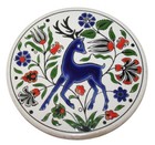 Vintage Greek Stag Tile Coaster Set Of 4 With Match Box By Smaltotechniki Greece