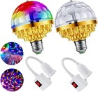 2pcs Colorful Rotating Magic Ball Disco Ball Light Bulb With Sockets  Plug In   