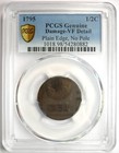 1795 Liberty Cap Flowing Hair Half Cent 1 2c - Pcgs Vf Details - Rare Coin 