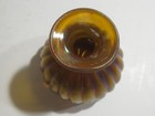 Vintage Iridescent  Favrile Ribbed Blown Art Glass Vase With Pontil
