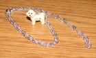 Bichon Frise Charm Necklace  bejeweled  Baked Enamel  3933n  18  Silver Chain