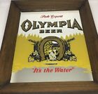 Vintage Olympia Beer Wood Framed  its The Water  Horseshoe Mirror Sign 14 5x11 5