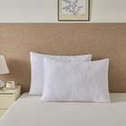 White Quilted Pillow Shams King Cotton Embossed Floral Pillowcases