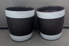 Starbucks 12 Oz White Ceramic No Handle Mugs With Brown Rubber Wrap Pair