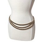 Michael Kors Gold Tone Triple Strand Chain Belt Mk Logo Medallion Adjustable