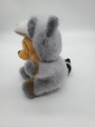 Disney Store Winnie The Pooh In Fuzzy Raccoon Costume Beanbag Plush 8    Rare