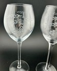 Pair Of Vintage Champagne Goblets Etched Glass