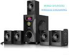 5 1 Channel Surround Sound Bluetooth Speaker System In Black
