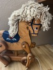 Wooden Horse 12  Pull Toy Rolling Wheels Handcrafted Hand Painted