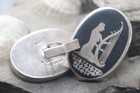 Old Vintage Sterling Silver Men s Huge Cufflinks Cuff Links