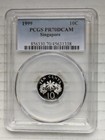 1999 Singapore 10 Cents 92 5  Silver Proof Pcgs Pr70dcam 10c Km 100a Top Pop