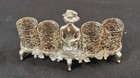 Vintage Sam Fink Silvertone Filigree 4 Lipstick Holder  Cherub Vanity Dresser   