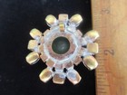 Amazing Czech Vintage Glass Rhinestone Button   Peridot Green   Frost   Crystal