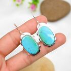 Natural Turquoise Gemstone Earrings 925 Sterling Silver Handmade Jewelry Gift