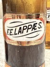 Rare 1890   s Amber Apothecary Pharmacy Label Under  Glass  Lug Bottle Set