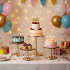 Gold Metal Cake Stand For Set Of 3  12in Round Wedding Cupcake Holder For Tab   