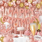 Decoracion Globos Cortina Rose Gold Y Doradas De Cumplea  os Fiestas Para Mujer