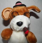 Vtg Smoking Dog Plush Play-by-play Stuffed Animal Toy Glasses Cigar Cigarette
