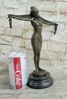 Bronze Art Deco Nouveau Sculpture Chiparus Large Marble Base Figurine Home Gift