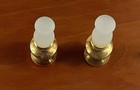 Vintage Miniature Dollhouse Lamp Hurricane Oil Light Brass Base Set Of 2