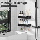Black 30cm  Shower Organizer Rack With 5 Removable Hooks  2 Pack Large Capacity