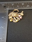 Swan Brooch Gold Tone Ab Aurora Borealis Rhinestone Crystal Bird Pin