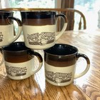 Vintage Hardees Rise And Shine Brown Coffee Mug Cup 1984 Set 5 Homemade Biscuits