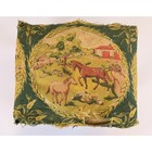 Antique Loose Leaf Footstool With Equestrian Tapestry