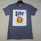 Miller Lite Beer Shirt Mens Small Blue Brew Retro Distressed Retro Hiking Nwt B