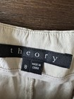 Theory Stretch Silk Shorts Women   s 8 Beige Pleated Mid Rise 4 In Inseam