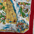 Vintage Souvenir Scarf 100  Silk Made In Japan California Map Travel Vacation