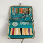 Vintage Vinyl Patchwork Mini Travel Sewing Kit Twist Snap Clasp Vintage 60 s