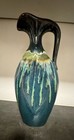 Large Vintage Mid Century Ceramic Drip Glaze Pitcher Vase Blue Green 16    Tall