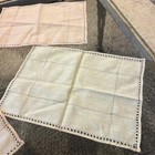 4 Vtg Linen Hemstitched Oblong Placemat Doily Tray Liner Pink Ivory Read 12x9
