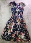 Vintage E d  Michaels Dress  Sz 7 8 Colorful Foral Cottagecore Fit flare Femine 