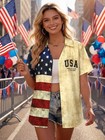 Ounar Usa Baseball Jersey Shirts For Women 4th Of July Patriotic Top Khaki