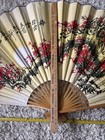 Vintage Oversized 65    Chinese Bamboo Wall Fan - Hand Painted Cherry Blossom 