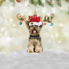 Yorkshire Terrier Dog Merry Christmas Ornament  Yorkie Dog Xmas Lights Ornament