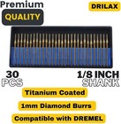 1mm Diamond Drill Bit Set Dremel Compatible 30 Titanium Coated Sea Glass Stone 