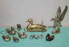 Vintage Polished Solid Brass   Pewter Ducks mallards Lot Of 11 Keyholder Stopper