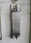 Pair Of Vintage Art Deco Nickel Brass   Glass Rod Light Fixture Wall Sconces
