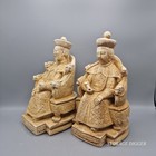 Vtg Pair Of Chinese Emperor   Empress Sculptures Fiberstone Statues 10 5  Tall