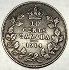 1914 Canada Ten Cents - Vf Very Fine Condition  925 World Silver Coin - 3768