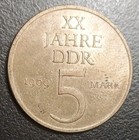 1969 East Germany 5 Mark Vintage Gdr 20 Years Ddr Comm Coin Km 22 Democratic