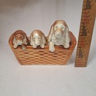 Vintage Napcoware Spaniel Mother   Puppies In Woven Basket Ceramic 4x6  Japan 