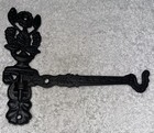 Vintage Cast Iron Hook Plant Hook Hanger  Black Ornate Floral Outdoor Use 7    Lg
